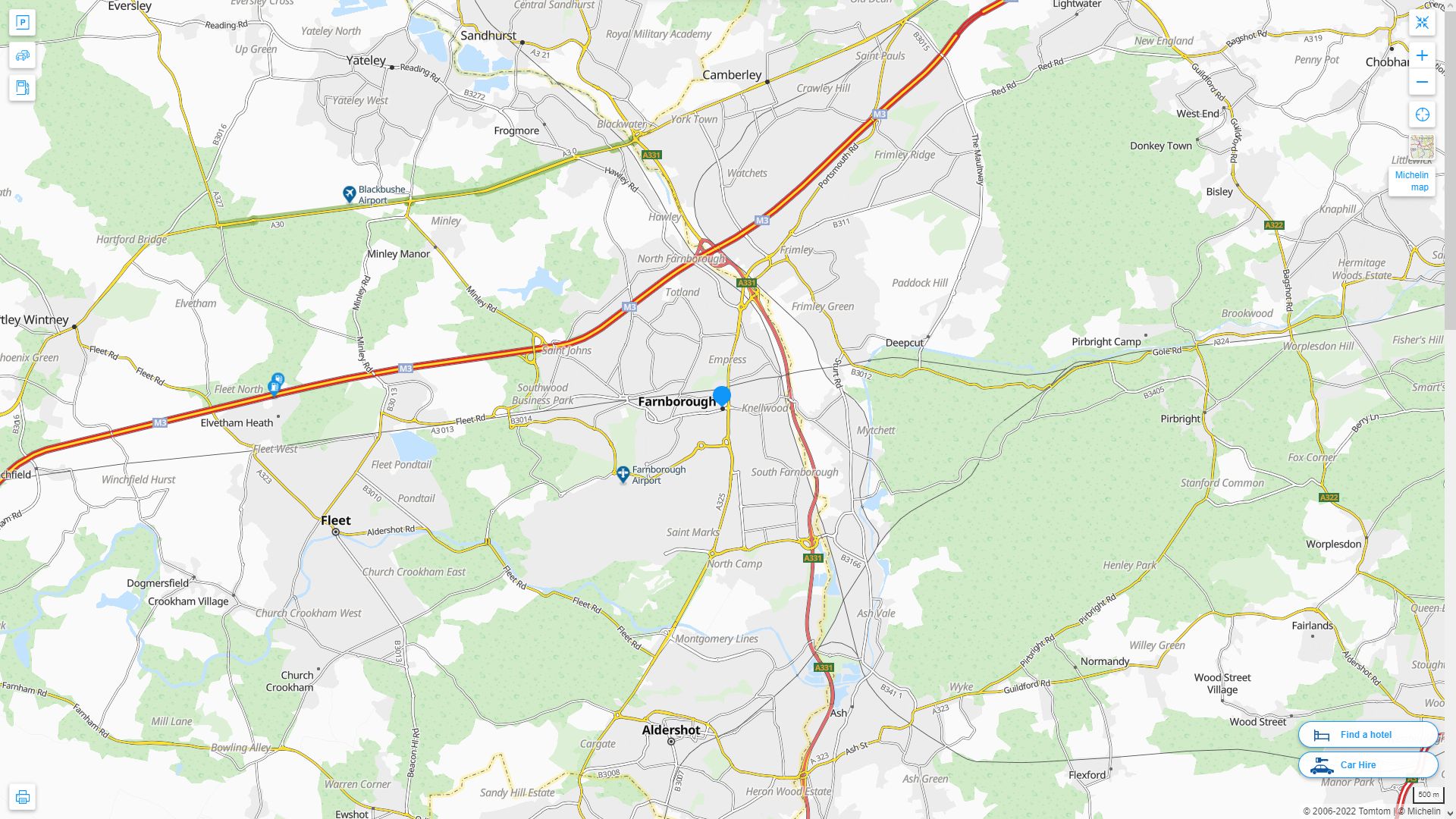 Farnborough Royaume Uni Autoroute et carte routiere